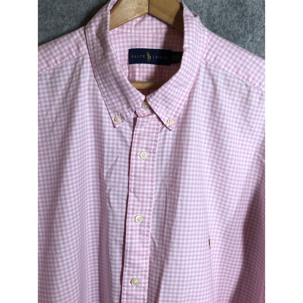 Ralph Lauren Shirt Mens 2XB Pink Gingham Casual Career Classic